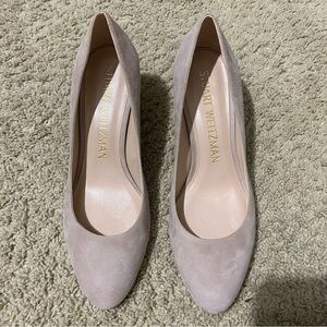 Stuart Weitzman Suede Leather Almond Toe Heels - Blush Pink